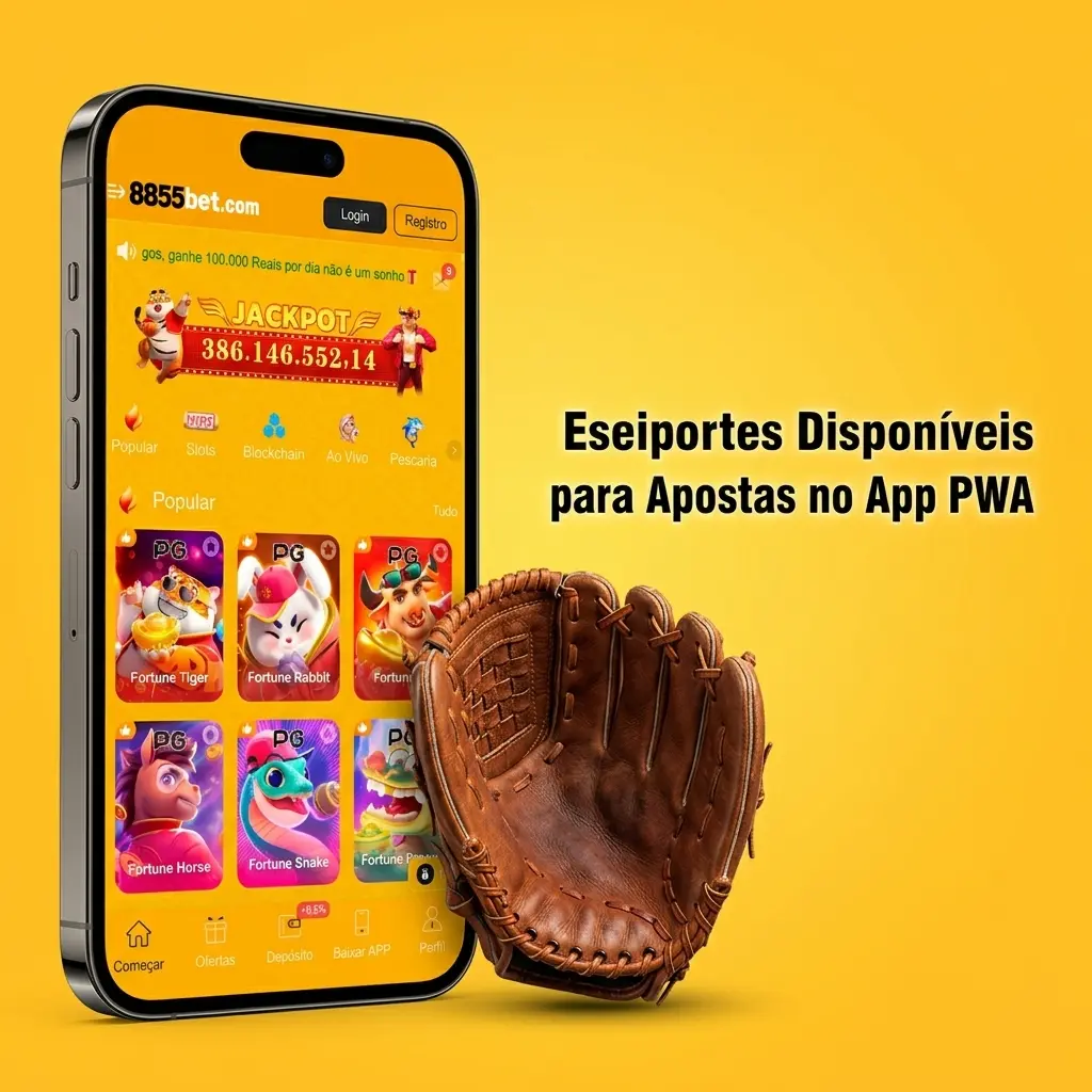 Esportes disponíveis no app PWA da 8855bet, incluindo futebol, basquete, tênis, MMA e esports