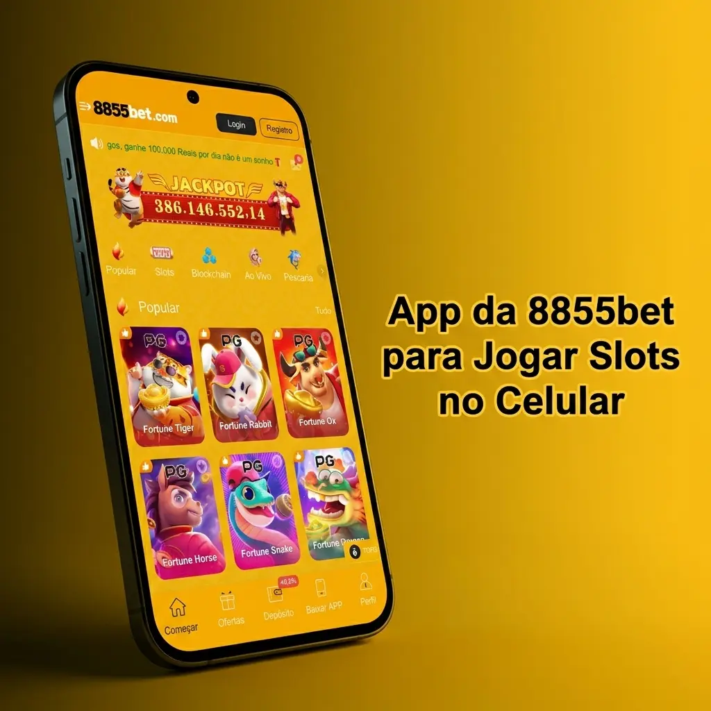 App oficial da 8855bet para Android com interface de slots otimizada para celular e navegação rápida por abas