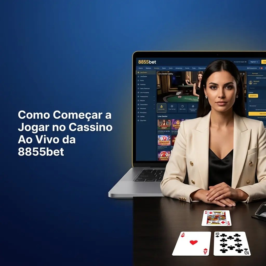 Jogador iniciando no cassino ao vivo da 8855bet com dealer real em transmissão ao vivo