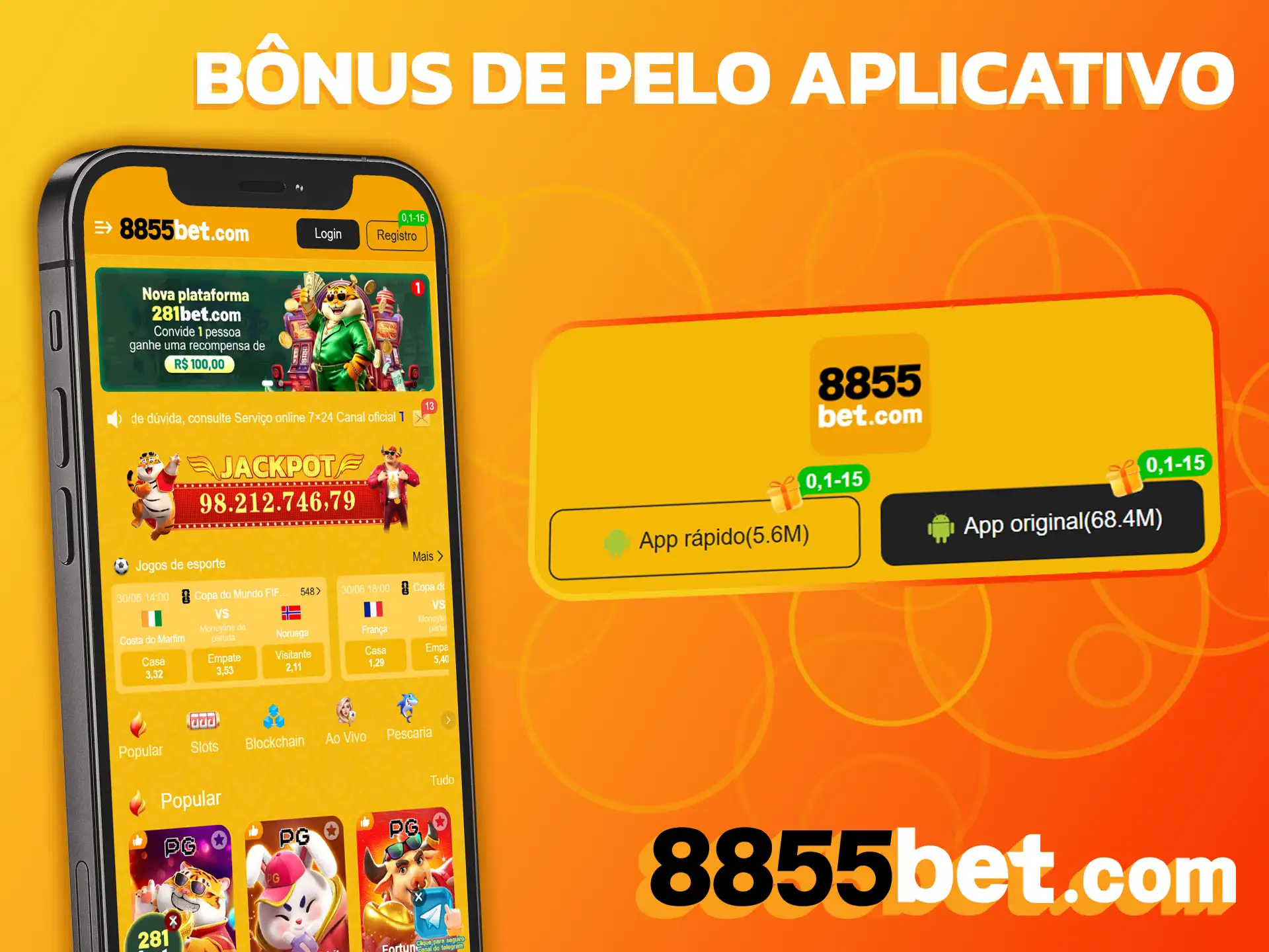 Aproveite este bônus especial instalando o software do 8855bet no celular.