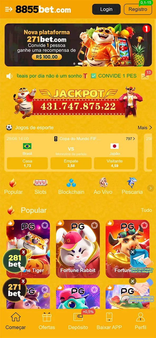 Acesse a interface inicial da plataforma 8855bet e descubra as novidades.