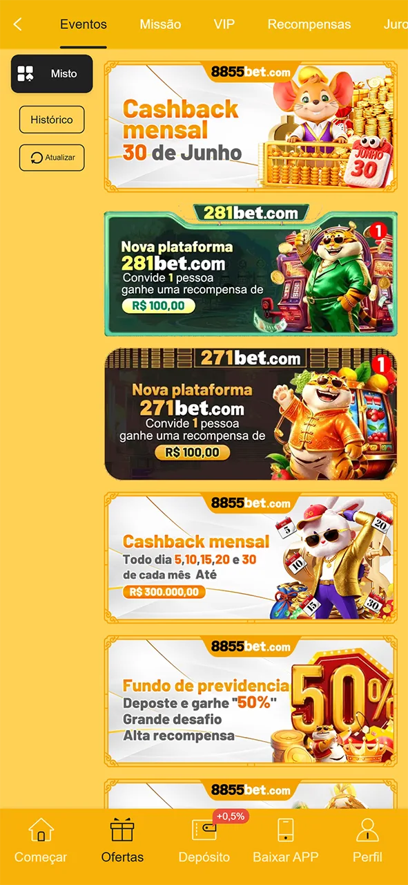 Verifique a interface de ofertas no 8855bet e resgate prêmios hoje.