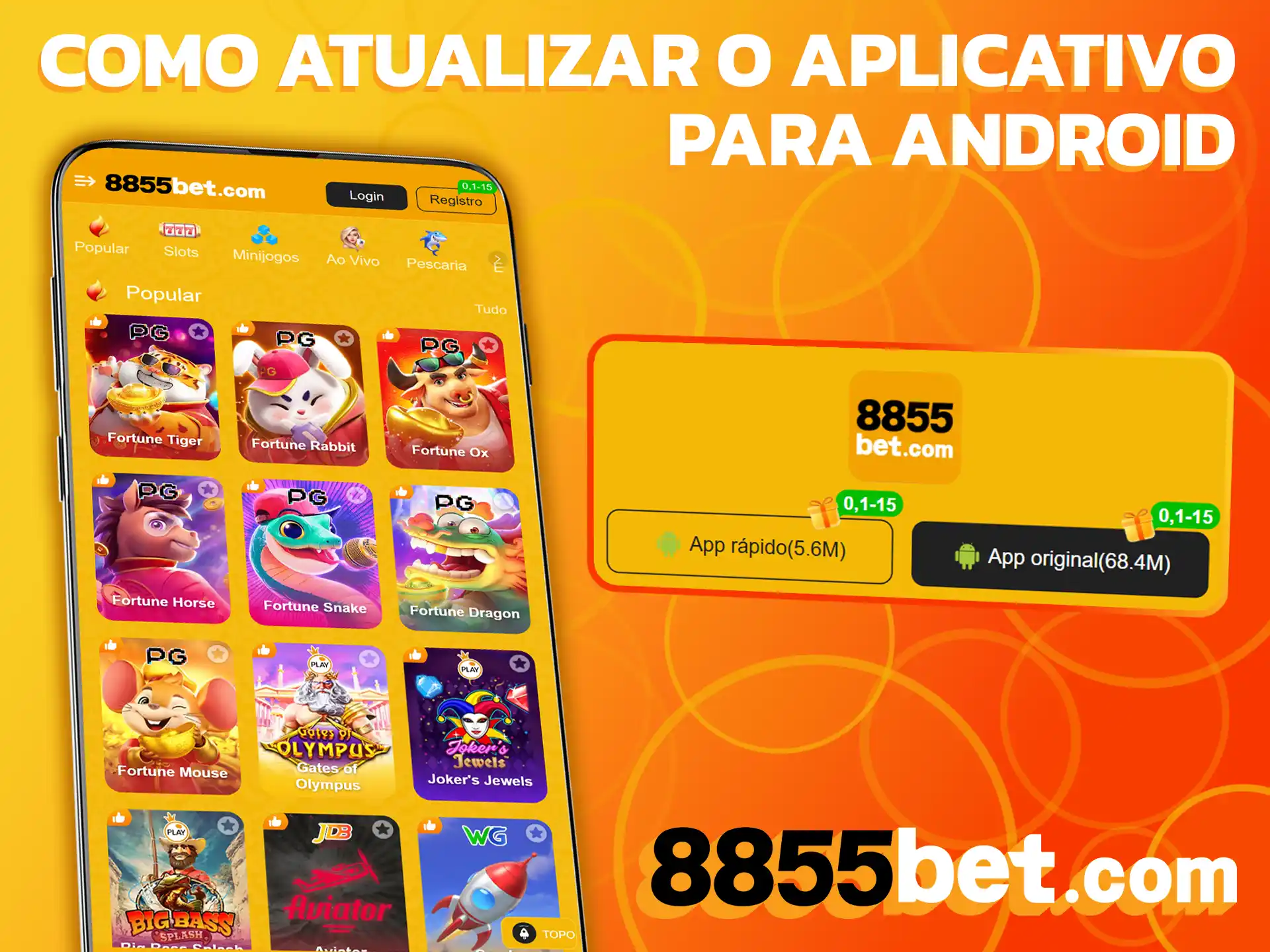 Instale a nova atualização do aplicativo 8855bet no sistema Android.