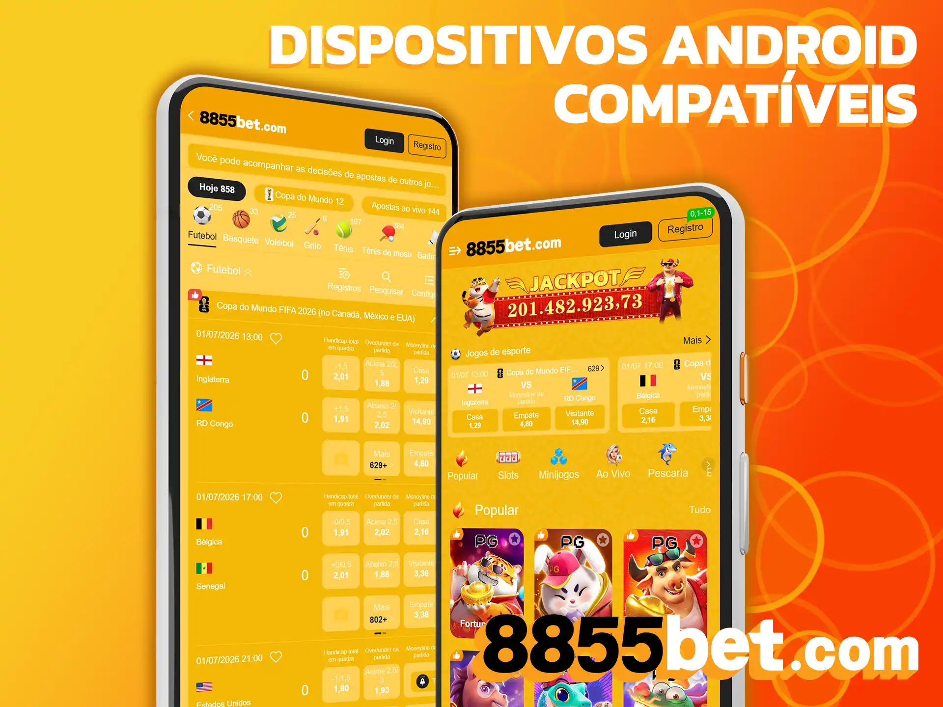 Verifique seu celular Android e rode o aplicativo da 8855bet Brasil.
