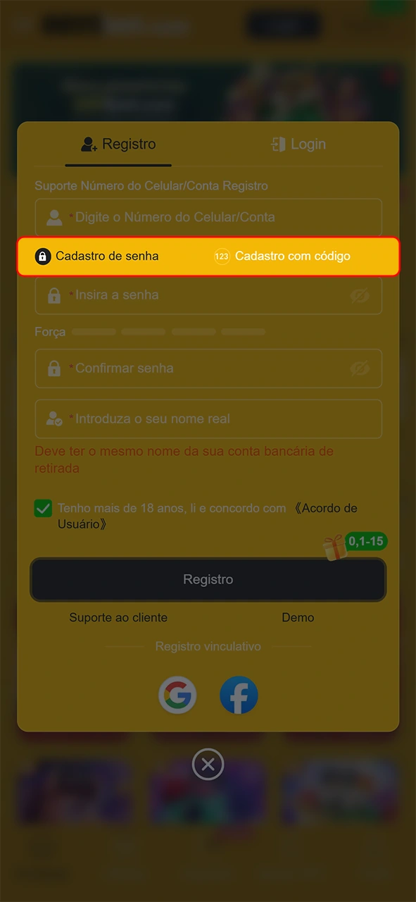 Defina a opção ideal de cadastro pelo aplicativo da 8855bet.