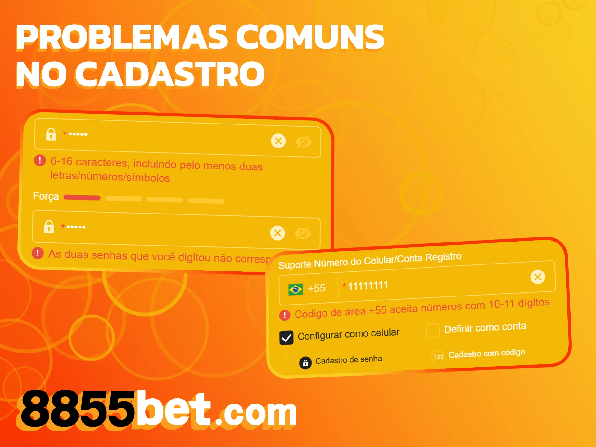 Evite dificuldades durante o cadastro na 8855bet e comece a jogar.